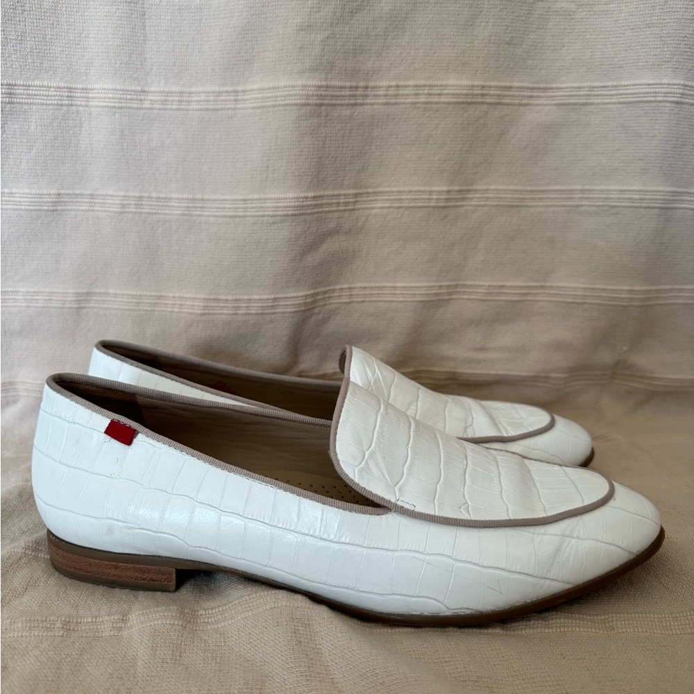 Marc Joseph White Croc-Embossed Loafers